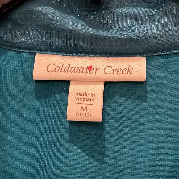 NWT Coldwater Creek textured teal color lined blouse- size Medium. - Picture 3 of 6
